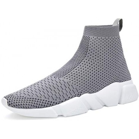 Men's Breathable Knit Slip On Sneakers Lightweight Athletic Shoes Casual Sports Shoes Grey